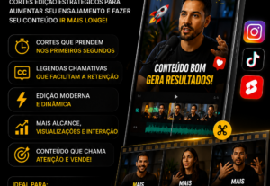 Eu vou Transformar seus vídeos em cortes com mais alcance.