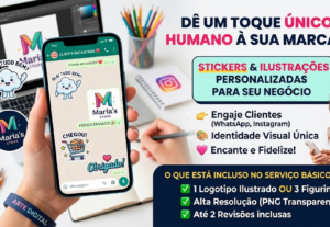 Eu vou criar ilustrações ou stickers para sua marca