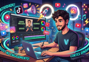Eu vou editar seus vídeos curtos para Reels, TikTok e Shorts