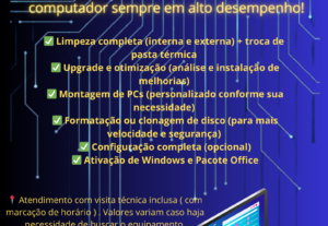Eu vou fazer Suporte técnico remoto para TI, redes e sistema...