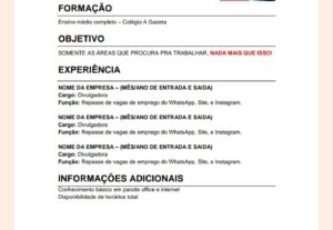 Eu vou fazer um currículo para você