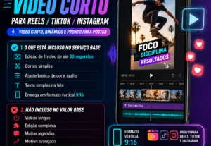 Eu vou editar seu vídeo curto para Reels/TikTok/Instagram