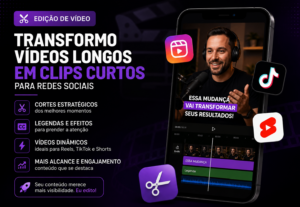 Eu vou criar clips profissionais, para o seu vídeo longo