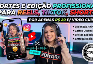 Eu vou editar seus Shorts, Reels e TikToks com legendas