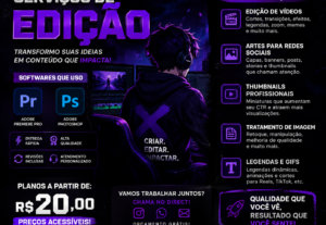 Eu vou editar seus vídeos para YouTube, TikTok e Reels