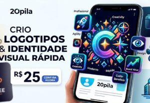 Eu vou criar um logotipo moderno e rápido para a sua marca.