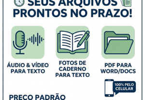 Eu vou digitar e transcrever textos ou áudios rapidez