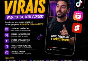 Eu vou Transformar seus vídeos em cortes que geram alcance