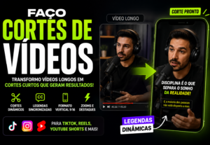 Eu vou fazer 5 Cortes de Podcasts, Lives e Vídeos para Redes