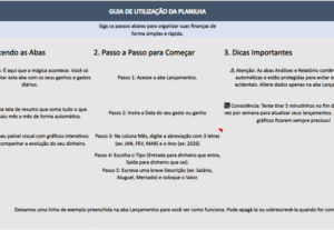 Eu vou te enviar uma Planilha de Organização Financeira