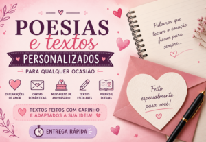 Eu vou Fazer poesias, cartas e textos personalizados