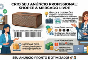 Eu vou criar seu anúncio para mercado livre ou shopee