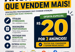 Eu vou Criar descrições profissionais para E-commerce