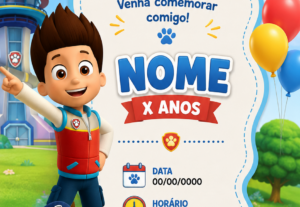 Eu vou criar seu convite personalizado em 24hs