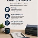 Eu vou fazer serviços de tradução, revisão e redação