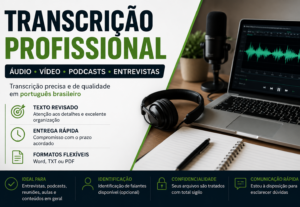 Eu vou transcrever áudios e vídeos em português com precisão