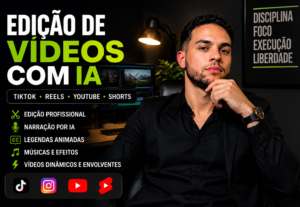 Eu vou editar seus vídeos com narração por IA.