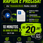 Eu vou transformar seu áudio ou vídeo em texto.