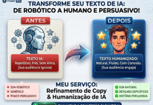 Eu vou humanizar e revisar seus textos gerados por I.A