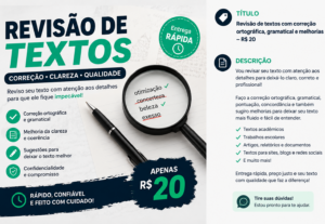 Eu vou fazer Revisão de Textos com correção ortográfica