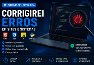 Eu vou corrigir erros em HTML, CSS, Java Script e Python