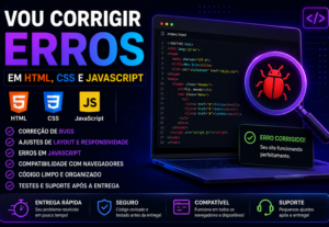 Eu vou corrigir erros em HTML CSS e JavaScript