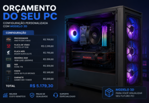 Eu vou Fazer orçamento de PC com visualização em 3D.