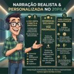Eu vou fazer uma narração realista, com voz personalizada.