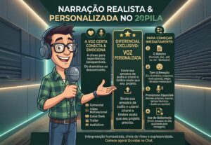 Eu vou fazer uma narração realista, com voz personalizada.