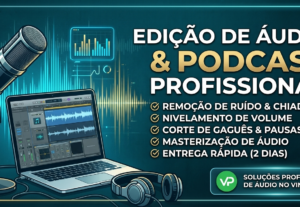 Eu vou editar o áudio do seu podcast e remover ruídos.