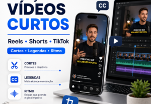 Eu vou editar vídeos curtos: cortes, legendas, voz de ia...