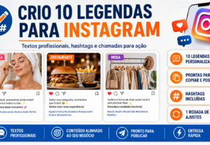 Eu vou escrever 10 legendas profissionais para o seu Instagr...