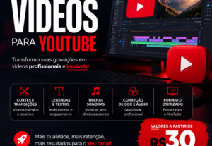 Eu vou editar seu vídeo para YouTube com qualidade