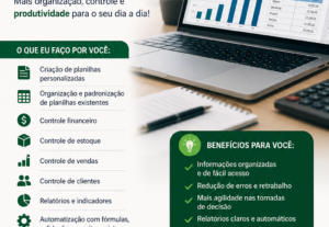 Eu vou criar ou organizar suas planilhas de controle no Exce...