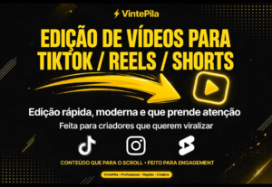 Eu vou editar seu vídeo para TikTok Reels e Shorts