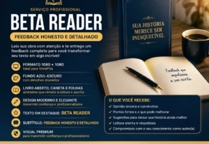 Eu vou ser sua Beta Reader e farei uma análise detalhada.