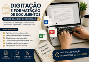 Eu vou digitar e formatar seus documentos profissionalmente