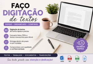 Eu vou Fazer digitação de textos com rapidez e atenção.