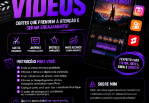 Eu vou fazer Cortes seus vídeos e te levo ao engajamento.