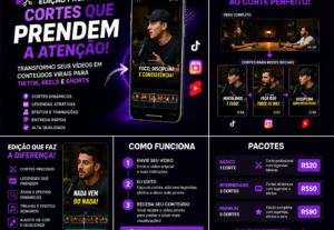 Eu vou editar seus vídeos e criar cortes profissionais.