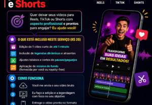 Eu vou editar e legendar 1 vídeo curto para Reels ou TikTok
