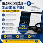 Eu vou transcrever seu áudio ou vídeo, por 20 Reais.