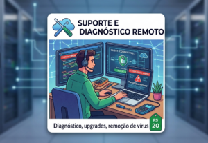 Eu vou fazer diagnóstico e suporte técnico remoto do seu pc