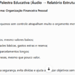 Eu vou transformar seu audio/voz em Tabela, Resumo, Relatóri...
