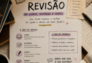 Eu vou avaliar, ler e revisar o seu livro, história ou conto