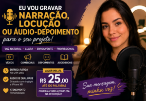 Eu vou gravar seu texto com voz natural e profissional