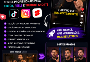 Eu vou criar cortes profissionais dos seus vídeos