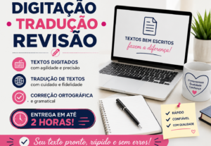 Eu vou fazer correção, tradução e digitação em até 2 horas.