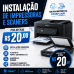 Eu vou realizar a instalação da sua impressora e scaner