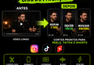 Eu vou criar cortes do seu vídeo para Reels, TikTok e Shorts...